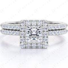 1.20 TCW Princess Cut Halo 10K Moissanite Ring for Women