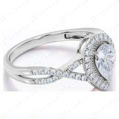 0.90 TCW Pear Cut Twisted 10K Moissanite Ring for Women