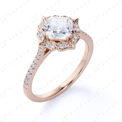 1.00 TCW Cushion Cut Unique 10K Moissanite Ring for Women