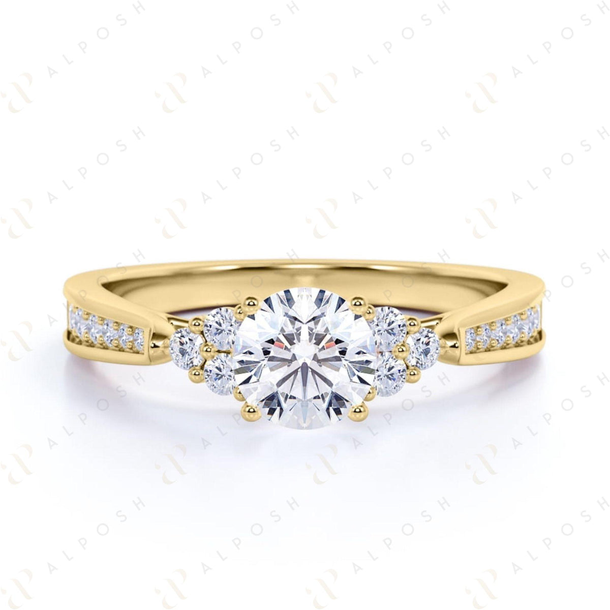 Bague unique en moissanite 10 carats à taille ronde brillante de 1,00 TCW pour femme