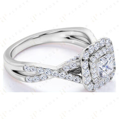 0.90 TCW Princess Cut Twisted 10K Moissanite Ring for Women